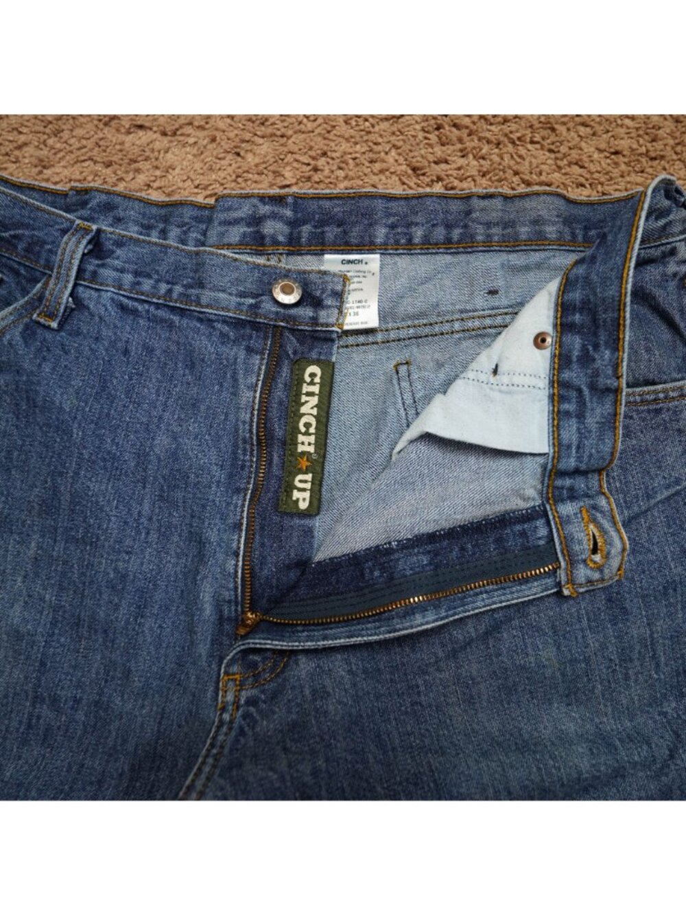 READ Cinch Jeans Mens Tag 40x36 Act 40x35 Blue Straight Leg Denim Denim Western - Picture 3 of 10